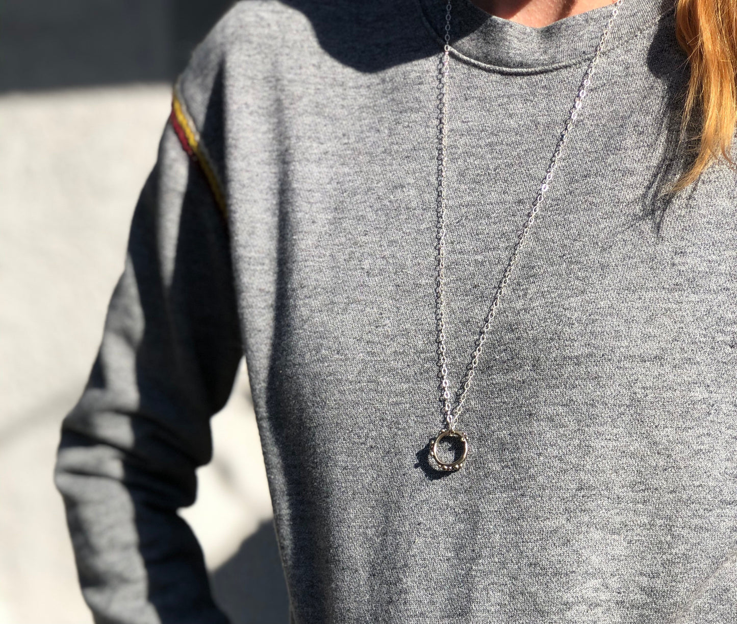 Small circle barnacle pendant / sterling silver pendant necklace