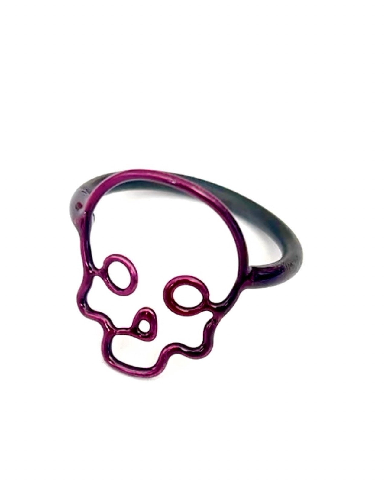 Stainless Steel Skull Ring - Transparent Fuchsia