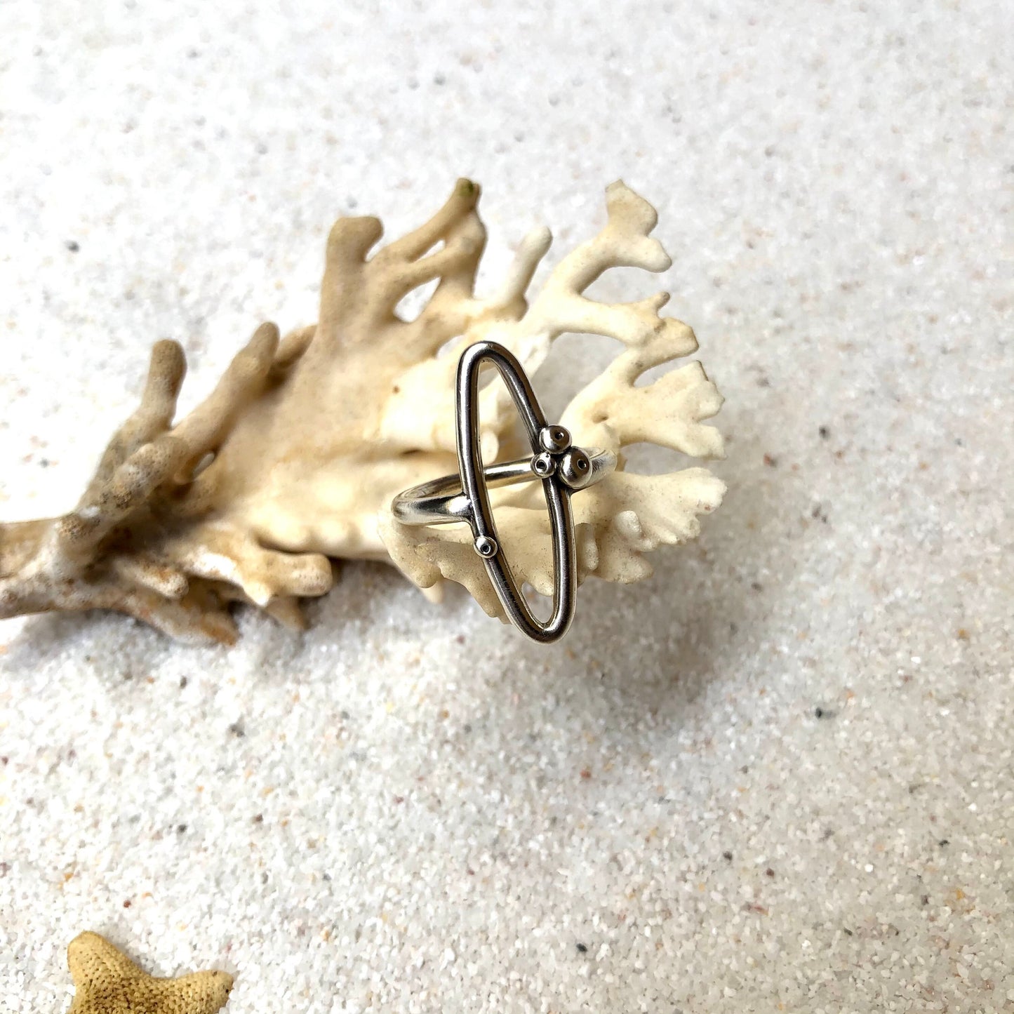 Oval Barnacle Ring / sterling silver oval ring